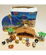 Fisher Price Little People Nativity Set Manger Bethlehem Backdrop 17pc N6010 - £33.71 GBP