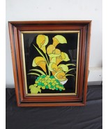 Vtg Tiered Deep Well Wood Picture Frame Painted Foil Flowers 13 x 15 196... - £70.51 GBP