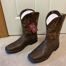 JUSTIN MEN&#39;S 13 D SE4681 STAMPEDE DRILLER SOFT TOE COWBOY SQUARE TOE WOR... - $112.61