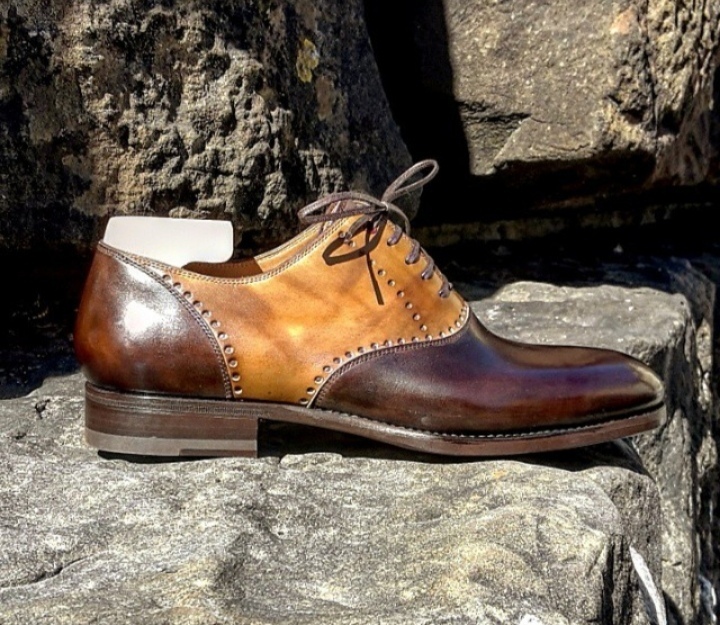 NEW Handmade Brown Tan Color Men's Leather Shoes, Men's Lace Up Formal Shoes