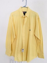 CHAPS Ralph Lauren NWT Men&#39;s Button Down L Heavy Cotton Yellow Vertical ... - £18.94 GBP