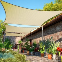 ShadeMart 12&#39; x 16&#39; Beige Sun Shade Sail Rectangle Canopy Fabric Cloth S... - $69.28