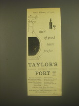 1962 Taylor&#39;s Famous Vintage Reserve Port Ad - Men of good taste prefer  - £14.72 GBP