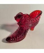 Fenton Ruby Red Cadmium Hobnail Slipper with Cat Head - $27.00