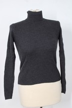 Vtg 90s LL Bean S Charcoal Gray Ribbed Wool Turtleneck Sweater - £25.72 GBP