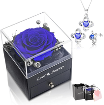 Gifts for Women Wife Mom, Preserved Real Rose with Necklace Earrings Set, Eterna - £23.32 GBP