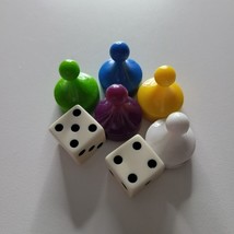 Careers Board Game Replacement Five Tokens Dice Pieces 1979 Purple Blue Yello - £6.91 GBP