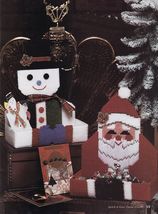 Plastic Canvas Santa Snowman Huggers Card Candy Ornament Holder Frames P... - $9.99