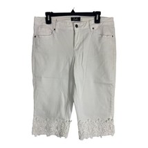 Earl Jeans Women Jeans Adult Size 16P White Capri Lace Applique Pockets Normcore - £17.90 GBP