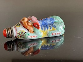 Vintage Chinese Foo Dog Porcelain Snuff Bottle - $48.51