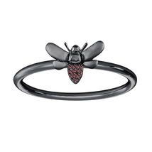0.80 Ct Round Cut Red Garnet 14K Black Gold Over Honey Bee Engagement Ring - £66.86 GBP