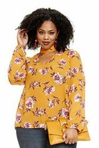 Fashion To Figure Women&#39;s Plus Size Giselle Floral Choker Blouse, 0X - £28.15 GBP