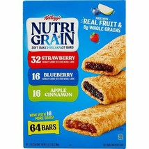 2 Pack Kellogg&#39;s Nutri Grain Soft Baked Breakfast Bars 64 Bars - £32.62 GBP