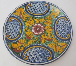 Talavera Mexico Handmade Ceramic  Plate Wall Hanging Flower Center 11.5&quot; - £39.96 GBP