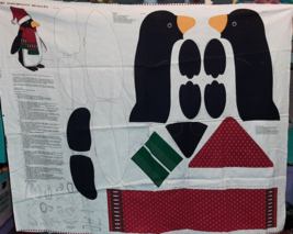 Vtg Very Important Penguin Stuffed Toy Fabric Panel Cut &amp; Sew Cranston Winter - £11.87 GBP