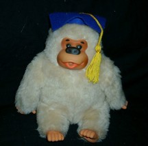8" Vintage Russ Berrie & Co White Gonga Monkey Ape Stuffed Animal Plush Grad Cap - $26.60