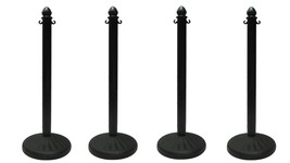 PLASTIC STANCHION HEAVY DUTY 4 PCS SET COLOR IN BLACK VIP CROWD CONTROL - $128.69