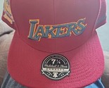 NBA LOS ANGELES LAKERS NORTHERN LIGHTS MITCHELL &amp; NESS RED FITTED MENS H... - £21.66 GBP