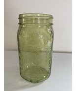 Syndicate Home &amp; Garden Vintage Green Glass Mason Jar Floral Embossed Be... - €19,55 EUR