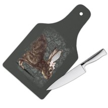 Realistic Hare Picture Orchid : Gift Cutting Board Wild Animal Floral Arabesques - £23.12 GBP