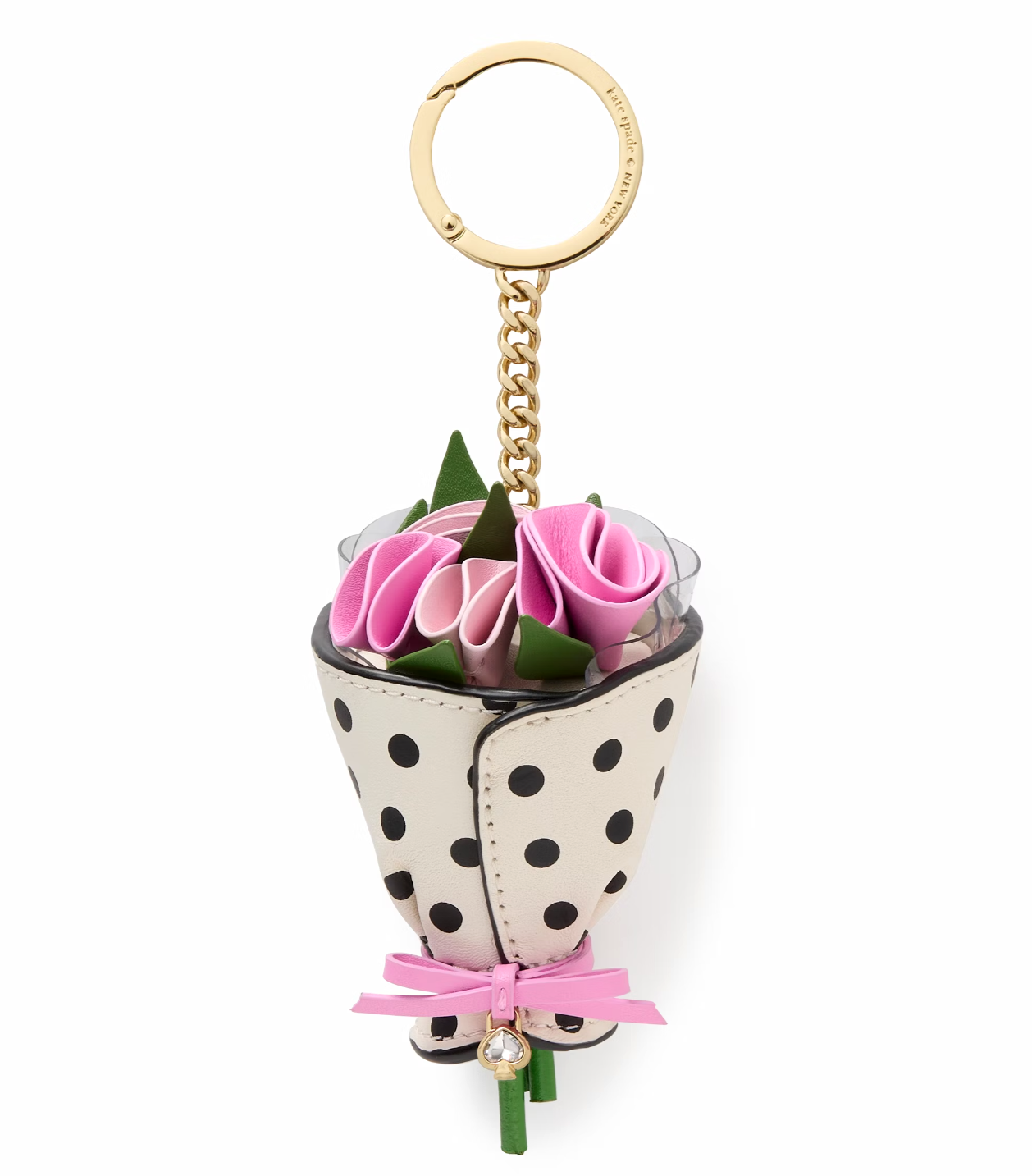 New Kate Spade Flora Flower Bouquet Bag Charm Black / White Multi Item image 3