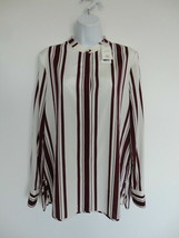 NWT TORY BURCH Purple Ivory Awning Stripe Stretch Silk Button Shirt Top ... - £90.19 GBP