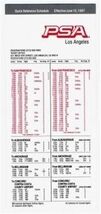 PSA Quick Reference Flight Schedule 1987 LAX Los Angeles - $11.88