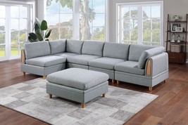 6-Pc Modular Sectional Sofa Set | Light Grey Fabric | Dorris - $2,007.99