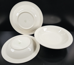 3 Buffalo China White Rim Pasta Bowls Set Vintage Restaurant Ware Table Dish Lot - £55.29 GBP