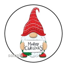 30 Merry Christmas Gnome Envelope Seals Labels Stickers 1.5&quot; Round Favors Gifts - £5.88 GBP
