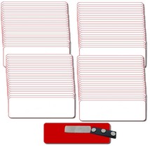 100 Blank 1 X 3 White / Red Name Badge Kit (U) Tags 1/8&quot; Corners Magnets Labels - £133.80 GBP