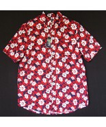 Chaps Men&#39;s S/S Shirt Hawaiian Hibiscus Floral Print 100% Cotton Red Siz... - £18.88 GBP