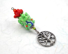 Twin Green Flower Red Rose Tree of Life Blessingway bead - Twin Mother Blessing  - £17.29 GBP