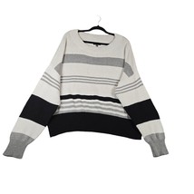 Lucky Brand Womens XXL Sweater Gray Black Striped Pullover Sweatshirt Knit - $278.02 MXN