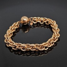 Bronze Milor Italy Link Chain Bracelet w Magnetic Clasp 7.8&quot; Rose Gold Tone - £22.39 GBP