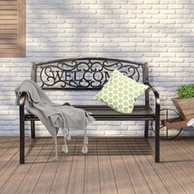 Outdoor Furniture Steel Frame Porch Garden Bench-bronze - £120.82 GBP