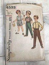 Vintage Simplicity #4533 Pattern For Boys Size 4 Shirt, Shorts &amp; Pants - £12.66 GBP