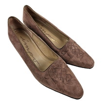 Impo Shoes Womens 7.5 M Brittney Brown Suede Embroidered Heels Pointed Toe - £19.78 GBP