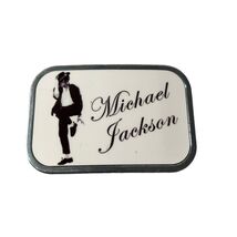 Michael Jackson King of Pop Metal Belt Buckle Shiny Unisex White Glossy - $15.35