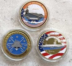 3 Pcs US NAVY USS Dwight D. Eisenhower 69, CVN-70, CVN-71 Challenge Coin - £34.72 GBP