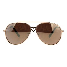 Girl&#39;s Pilot Sunglasses Kids Fashion Gold Metal Heart Bridge UV400 - £8.65 GBP