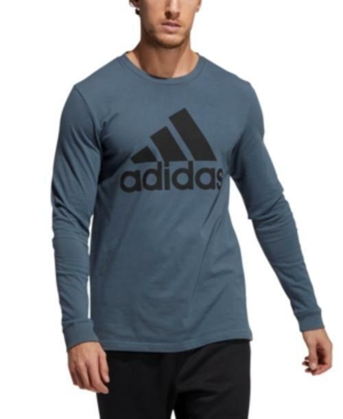 adidas Men&#39;s Logo BOS Long-Sleeve Round Neck T-Shirt GN7925 Blue Size Me... - $14.10