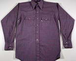 Vintage Levi&#39;s Western Perla Scatto Camicia Uomo 20 M Rosso Blu Quadri C... - $23.00