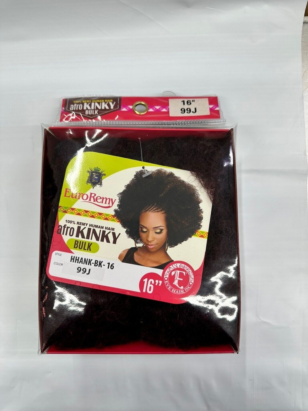 EVE HAIR 100% REMY HUMAN HAIR AFRO KINKY BULK 16&quot; #99J MALEY BRAID TWIST - $36.99