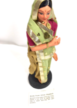 Vintage India doll Figurine on stand Bride from Uttar Prodesh Ethnic - $16.82