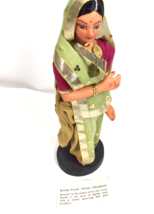 Vintage India doll Figurine on stand Bride from Uttar Prodesh Ethnic - £13.22 GBP