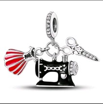 sewing machine simil pandora charms,seamstress charm for pandora, gift c... - £14.21 GBP