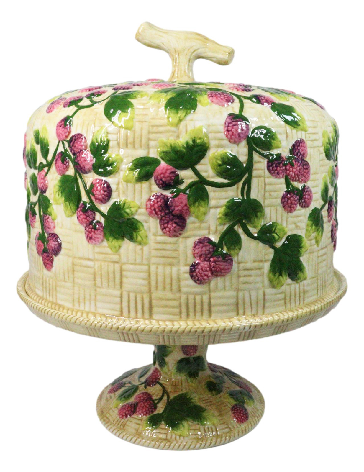 European Vineyard Grapes Ceramic Pastry Pedestal Plate Cake Stand With D... - $49.99