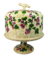 European Vineyard Grapes Ceramic Pastry Pedestal Plate Cake Stand With D... - $922.00 MXN