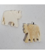 Vintage Carved Elephants 1 Inch Long For Crafting LOT of 2 - $30.08 CAD